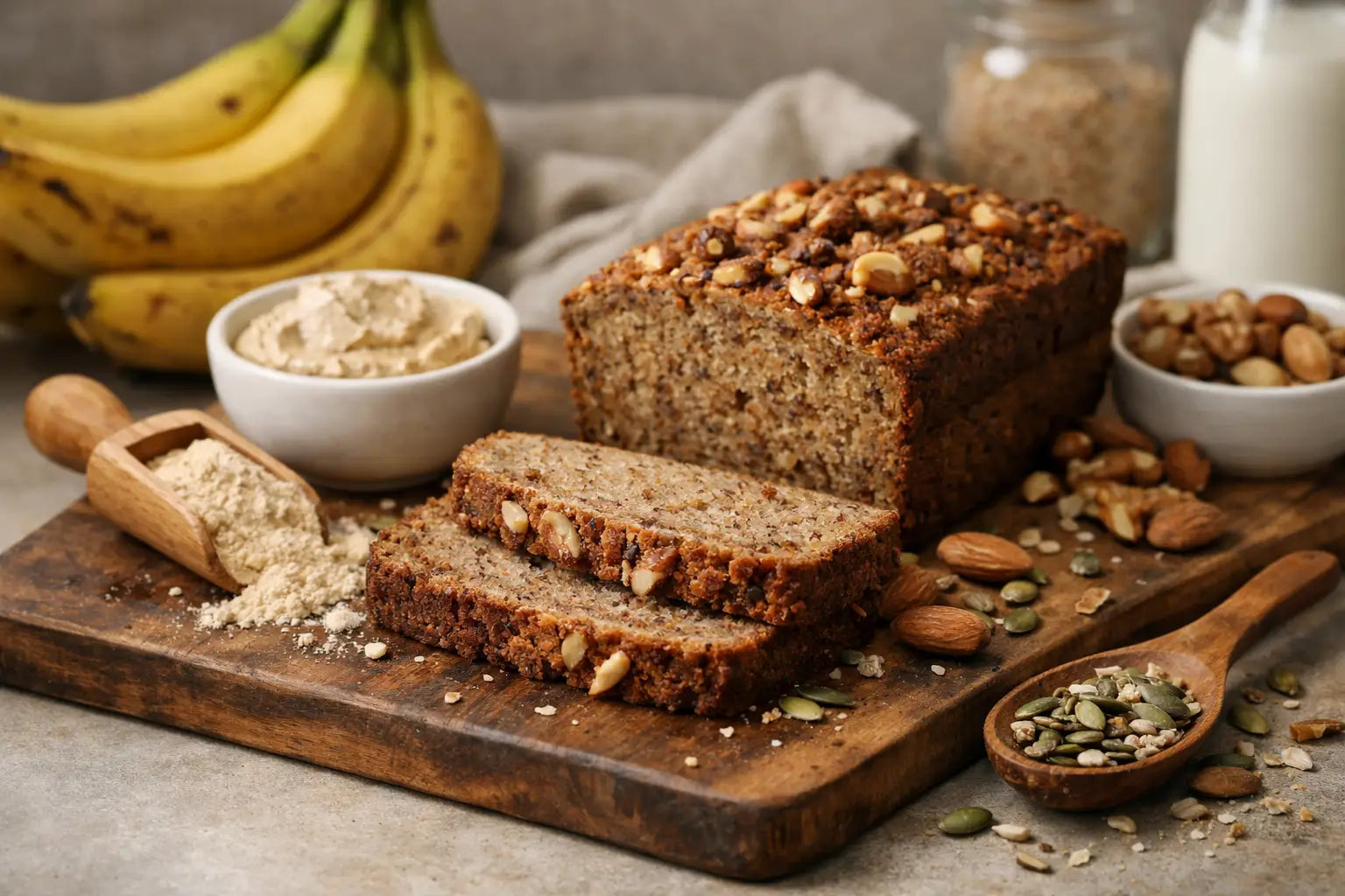 Eiwitrijk bananenbrood zonder gluten bakken
