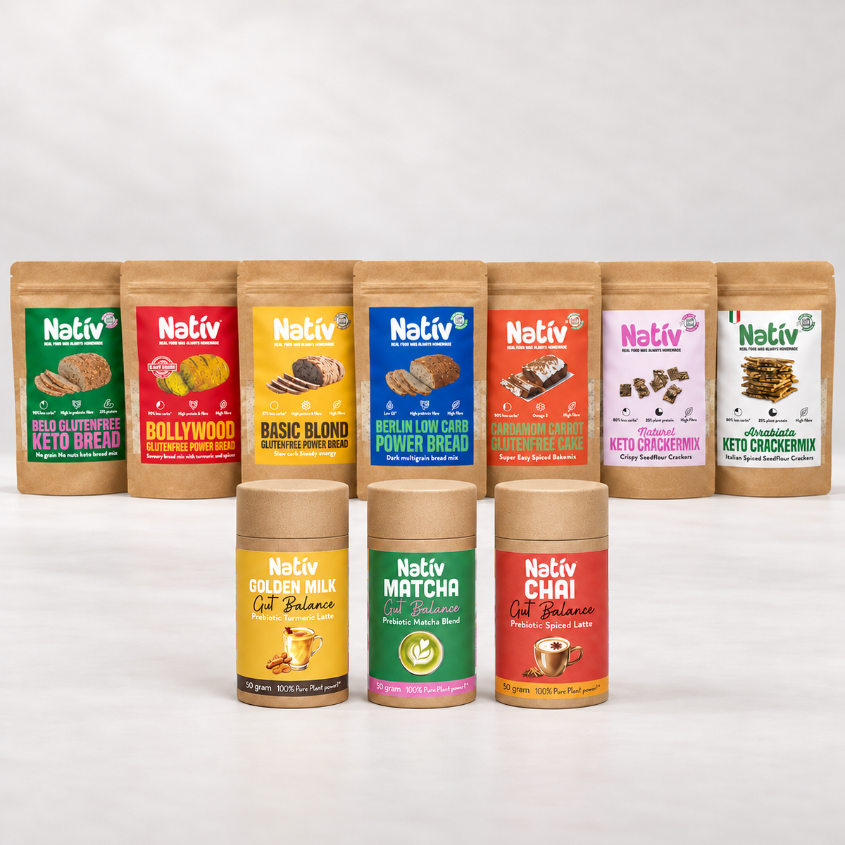 Nativ Deluxe Ontdekpakket – brood, crackers, cake & latte